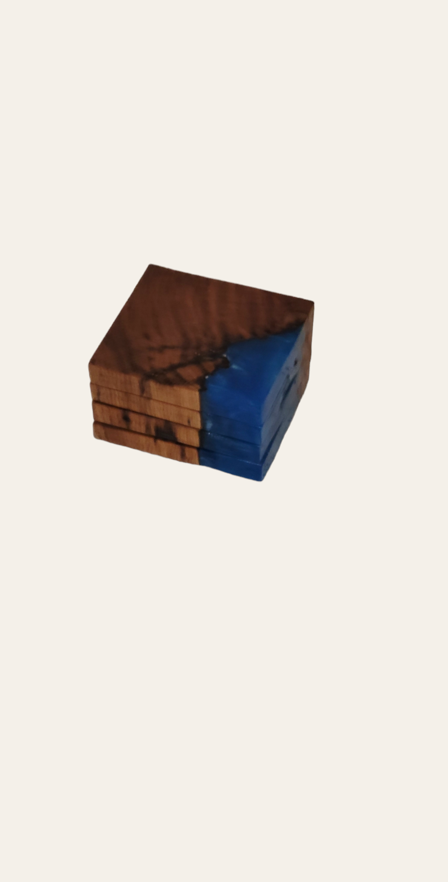 Hand Crafted Wood and Epoxy coaster set-Square