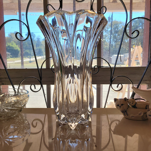 Large Vintage Crystal Cut Vase