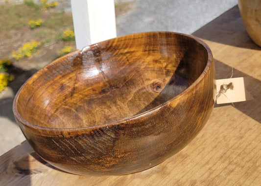 Hand turned wooden bowl-Dark stain