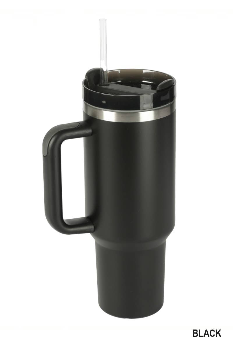 40oz Stainless Steel Tumbler With 2 Straws