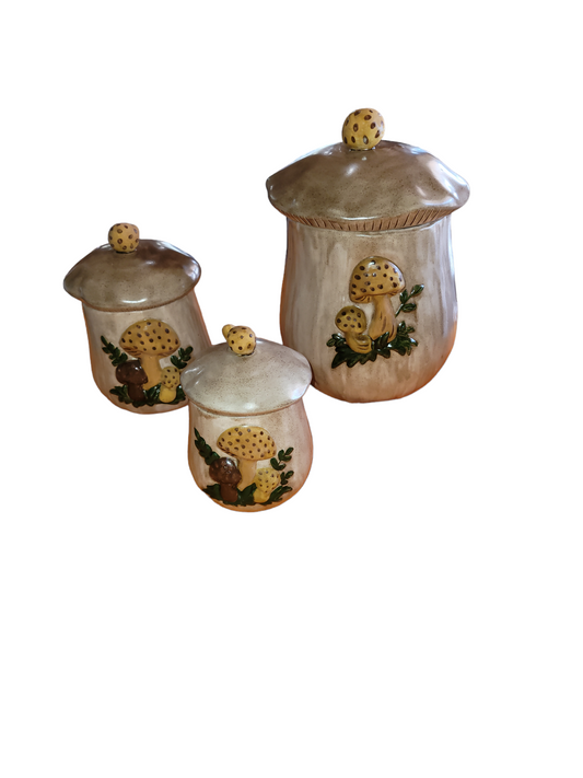 1970's Three Merry Mushrooms Canister Set