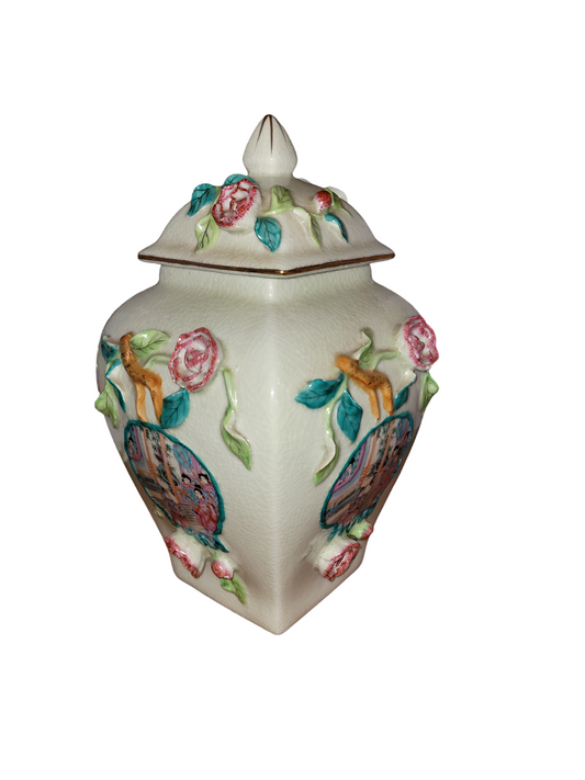 Vintage Qu Ling Chinese Ginger Jar With Lid/Urn Hand-painted