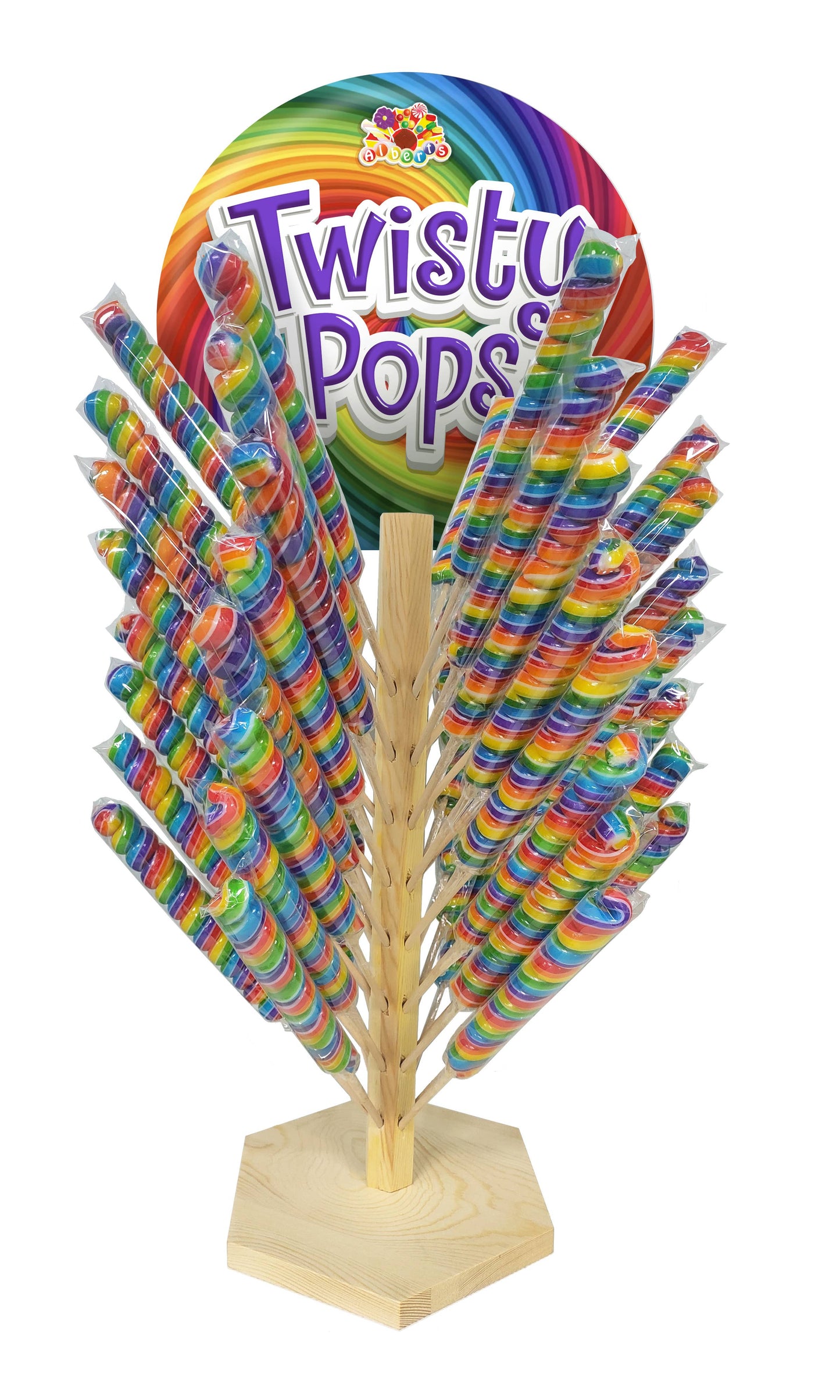 Albert's Twisty Pops w/Tree Stand, 3oz Lollipop, 48ct