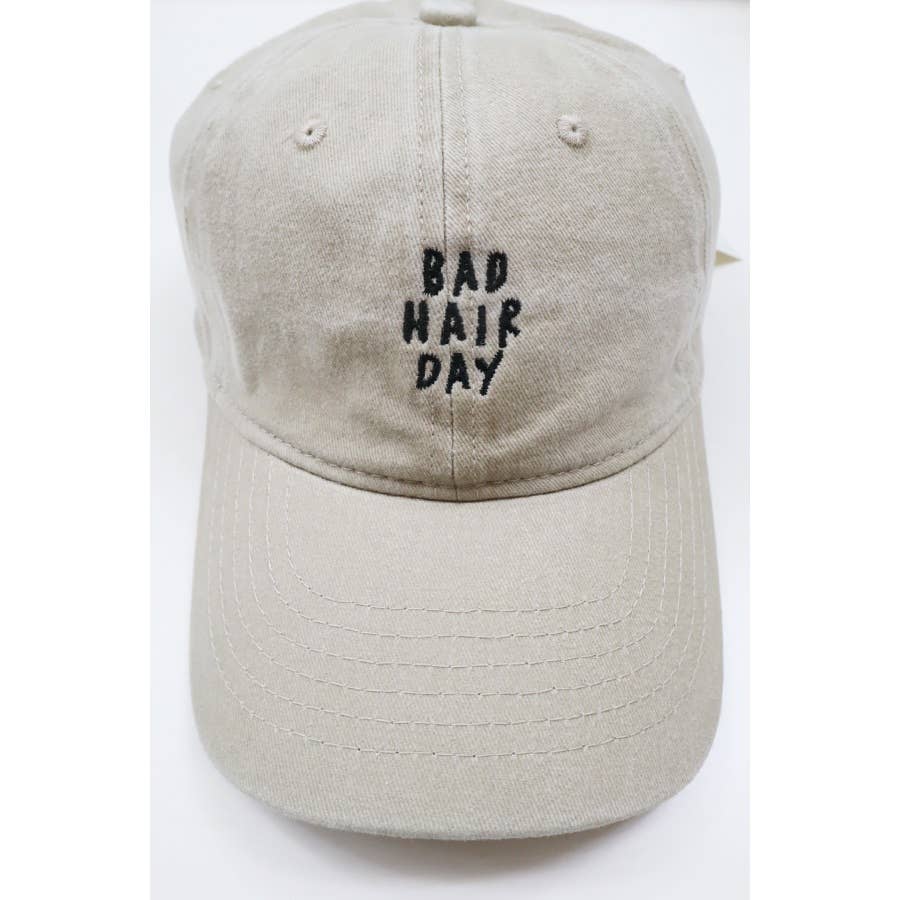 Bad Hair Day Embroidered Washed Baseball Cap