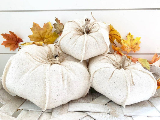 3 Pc. Natural Cotton Fabric Pumpkin Set