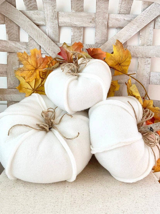 3 Pc. Cream Fabric Pumpkin Set